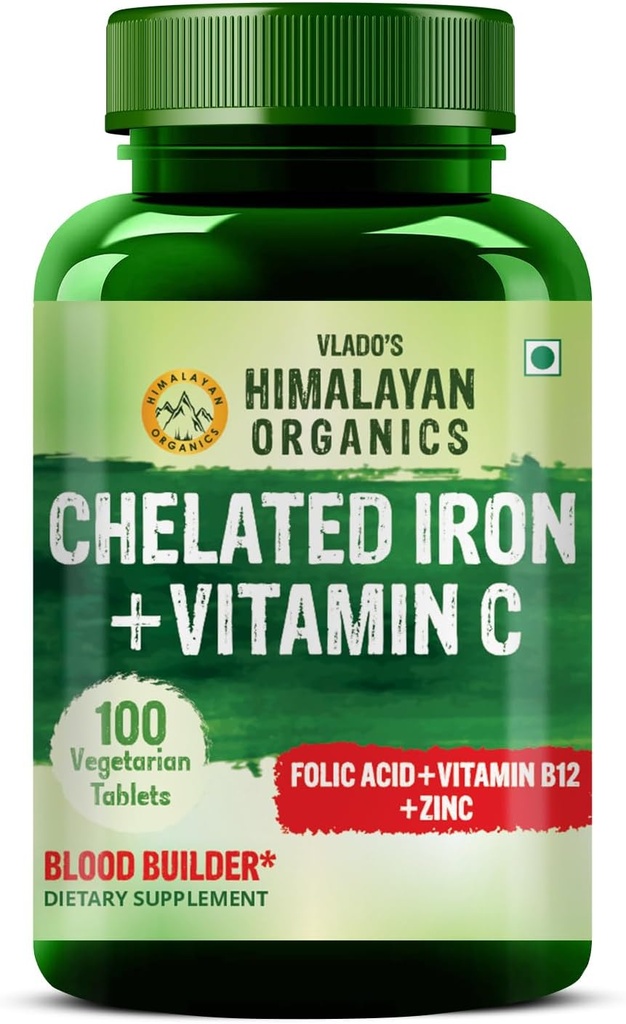 HIMALAYAN ORGANICS Βιολογικά Χηλικά Σιδήρου με βιταμίνη C, B12, Zinc & Follic Acid 