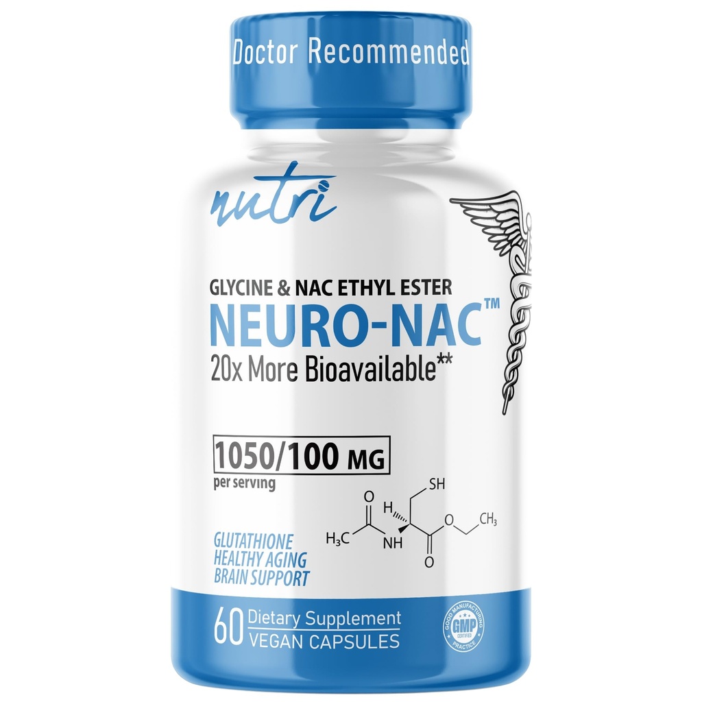 Neuro NAC Supplement N-Acetyl Cysteine Ethyl Ester - 20x More Bioδιαθέσιμο από NAC 600 mg - Ενισχύστε τη γλουταθειόνη 10x More Than Liposomal Glutathionone - N Acetyl Cysteine Ethyl Ester - NACET (60 κάψουλες)