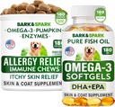 Αλλεργία Ανακούφιση + Ωμέγα 3 Bundle - Anti-Itch Skin&Coat Supplement + Αλλεργία δέρματος - Ωμέγα 3 Fish Oil + EPA& DHA Λιπαρά Οξέα - Iching&Paw Licking + Joint Health - 180 Chews + 180 Softgels - Made in USA
