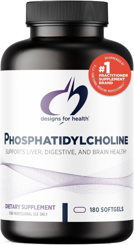 Σχέδια για την υγεία Phosphatidylcholine Softgels - Phosphatidyl Choline Supplement from Soy Lecithin to Support Liver + Brain Health (180 Softgels)