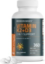 Bronson Vitamin K2 D3 (MK7) Supplement Non-GMO Formula Vitamin D3 5000IU (125 mcg) & 90 mcg K2 MK-7, Easy to Swallow D & K Complex, 360 Tablets