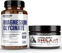 Premium Γλυκινικό μαγνήσιο 500mg Κάψουλες & Shilajit Shilazit Resin - (8 Μήνες Προσφορά + Φόρμουλα Υψηλής Απορρόφησης) Χηλικό Γλυκινικό Βυθισμένο - 85+ Ίχνη Ορυκτών για Ενέργεια, Επιδόσεις, Ανοσοποιητικό S