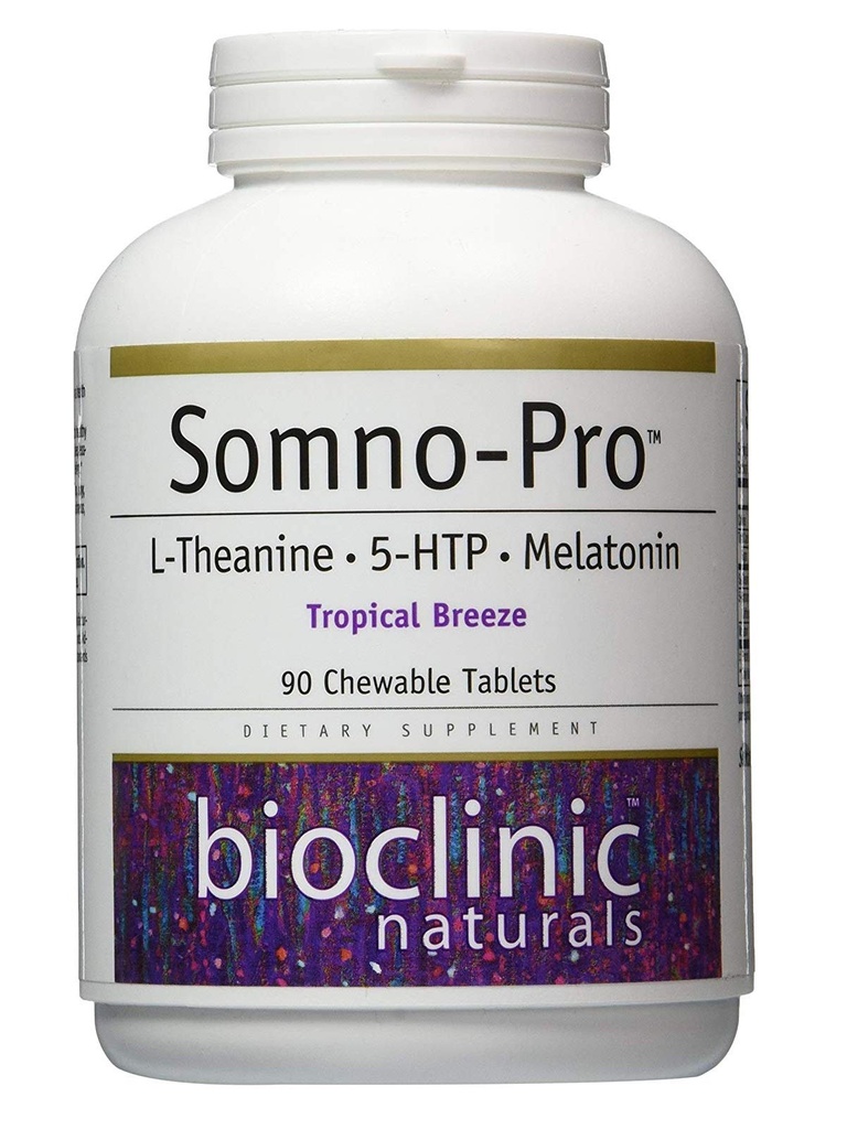 Βιοκλινικά φυσικά Somno- Pro L- Theanine - 5- HTP - Μελατονίνη Τροπικό Breeze 90 Μασώμενα δισκία