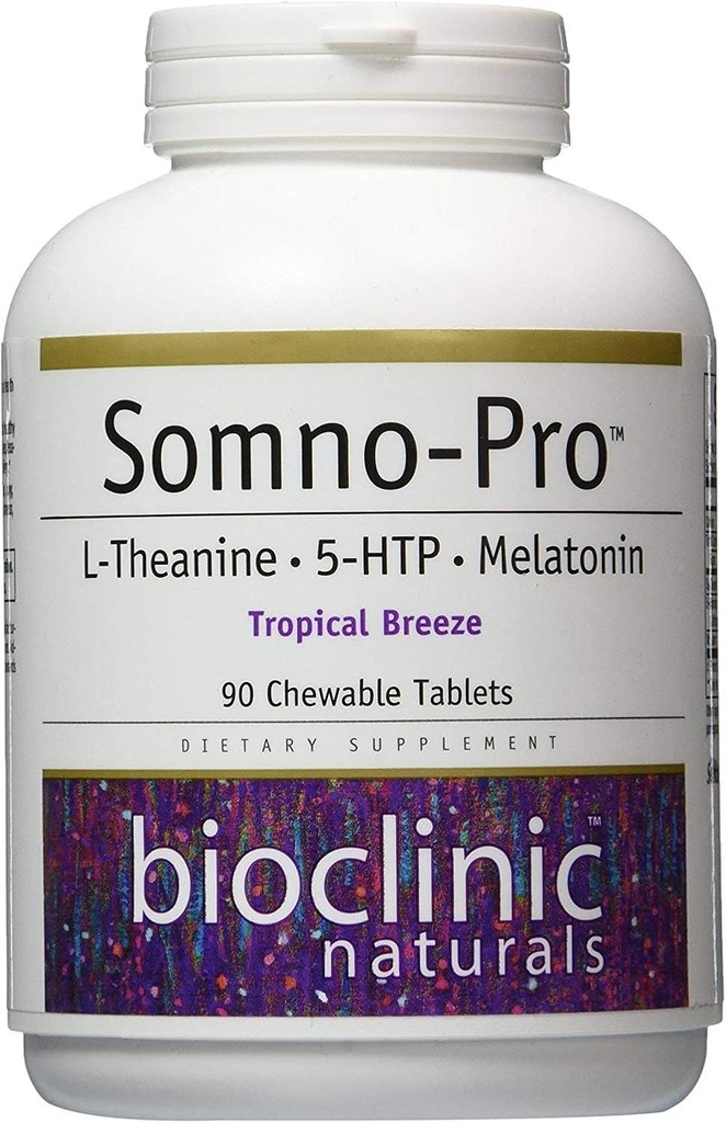 Βιοκλινικά φυσικά Somno- Pro L- Theanine - 5- HTP - Μελατονίνη Τροπικό Breeze 90 Μασώμενα δισκία