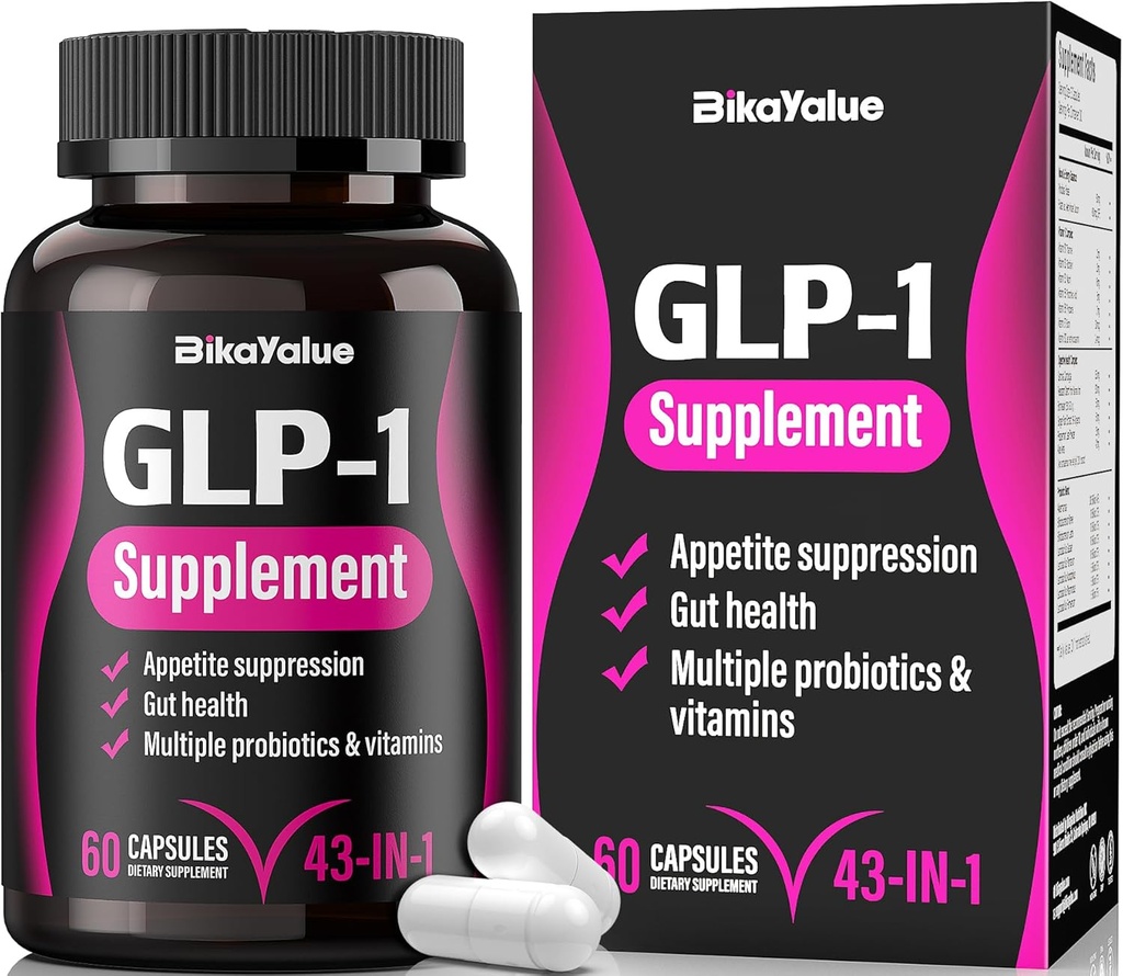 GLP-1 Alternative Supplement, with Akkermansia Probiotics 30 Billion, Hops, Green Tea Extract – Metabolism & Gut Health, Digestive Wellness Support - 60 Capsules (20 Servings)