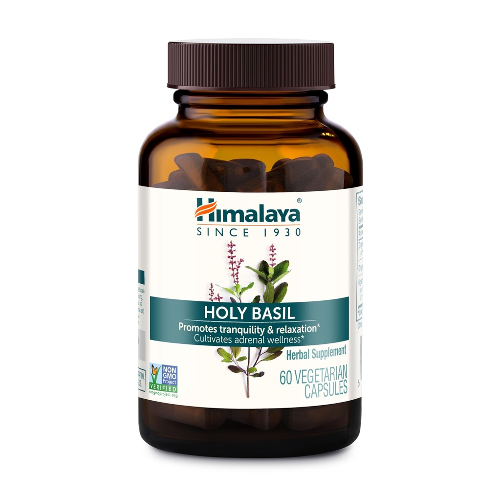 Himalaya Holy Basil - Herbal Adrenal Support for Stress Relief, Relaxation, Energy Support and Occasional Sleepless - Vegan, Non-GMO, Gluten Free, 720 mg, 60 κάψουλες