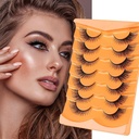 Εύκολα Fox Eye Lashes, Wispy False Eyelashes D Curl Mink Lashes Fluffy False Lashes Natural Look Cat Eye Lashes Strip Pack 7 Pairs, Μαύρο