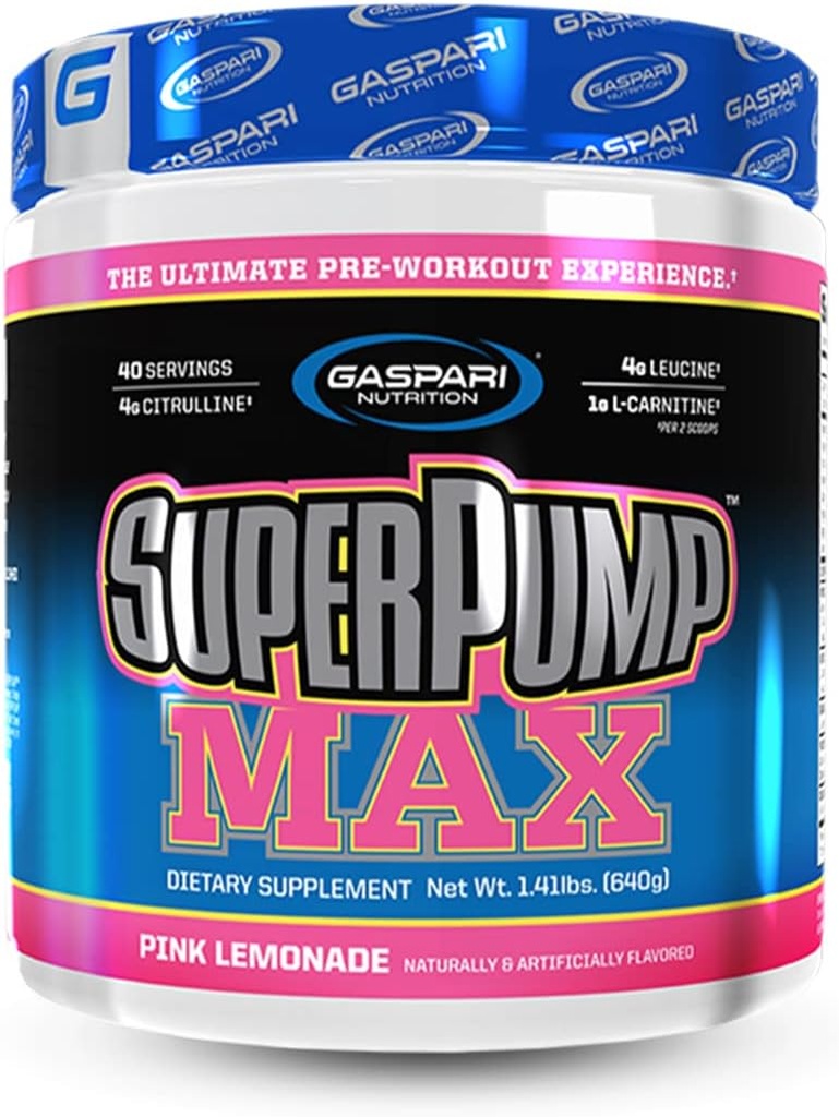 Gaspari Nutrition SuperPump MAX, το Ultimate Preworkout Powder, Παρατεταμένη Energy Preworkout, Nitric Oxide Booster, μυϊκή ανάπτυξη, ανάκτηση & επαναπλήρωσης ηλεκτρολυτών (Pink Lemonade)