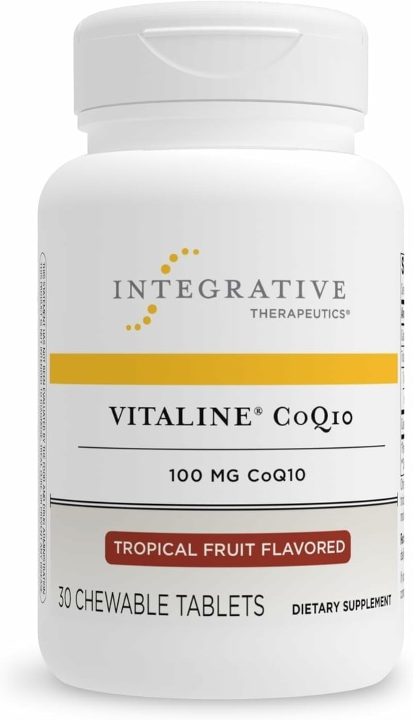 Integrative Therapeutics Vitaline CoQ10 100 mg - Brain Health Support Supplement for Adults* - Supports Heart Health* - Dairy-Free - Tropical Fruit Flavored, 30 Chewable Tablets (30 Servings)