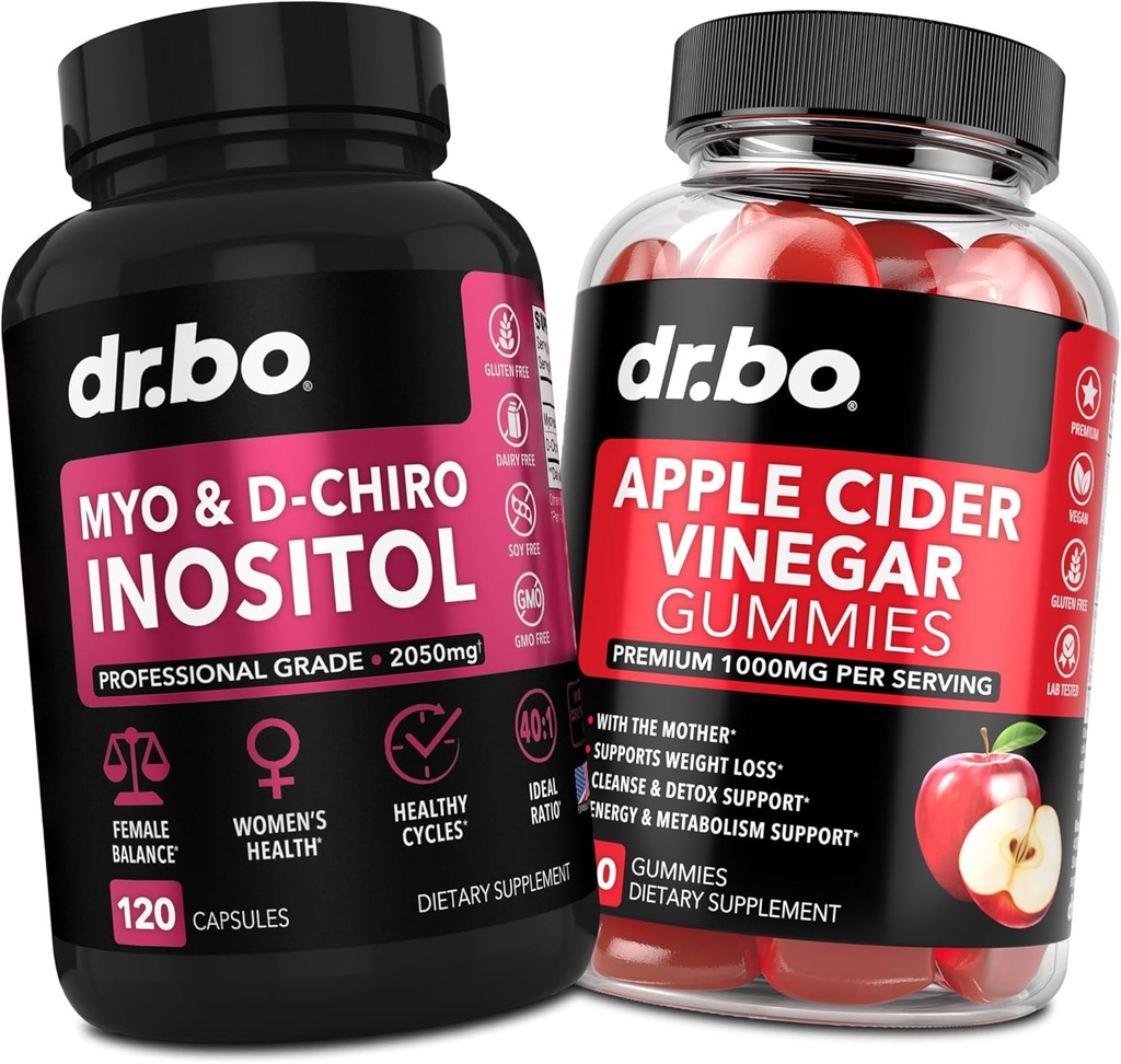 Myo-Inositol & D-Chiro Inositol & ACV Gummies - 40:1 Ratio Hormone Balance for Women & Apple Cider Vinegar Gummies - Συμπληρώματα για την υποστήριξη του έμμηνου κύκλου & της γυναικείας υγείας