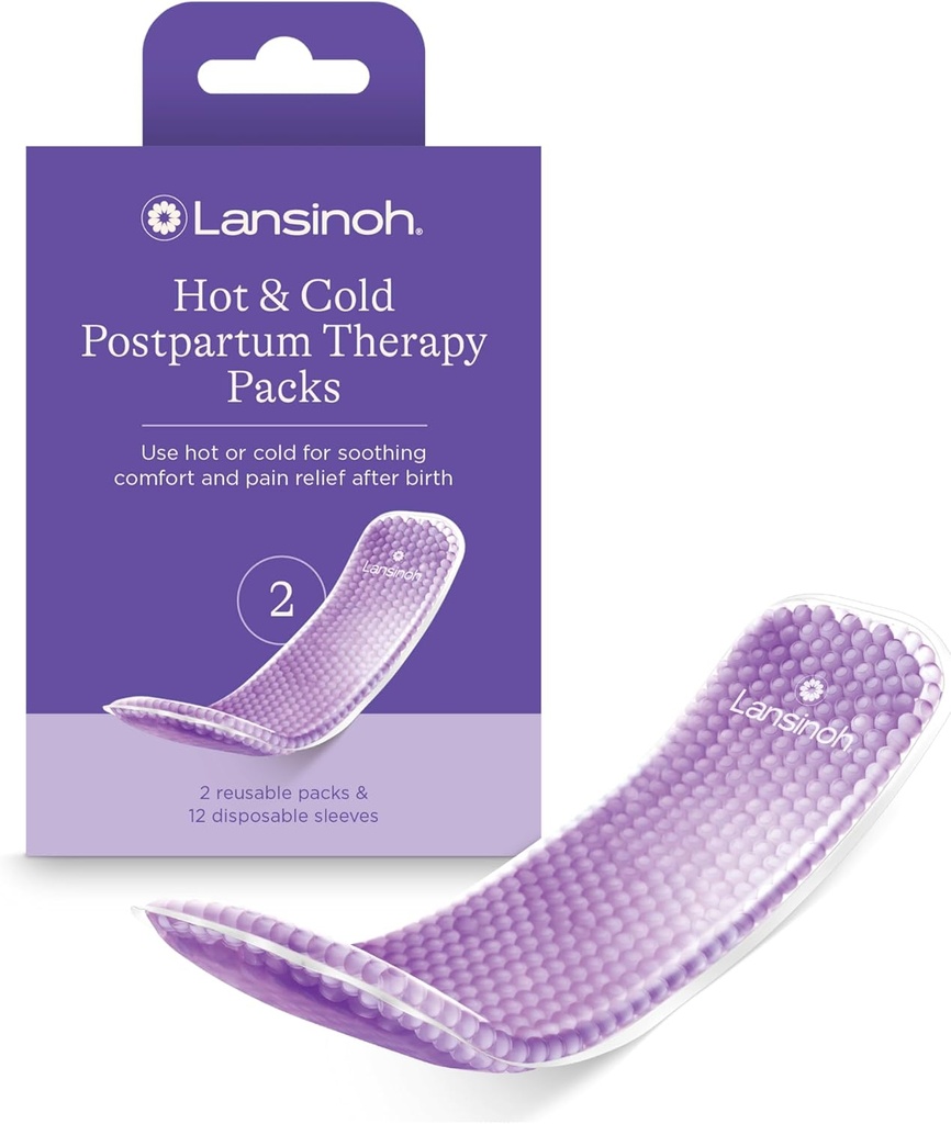 Lansinoh Hot and Cold Postpartum Pads – Επαναχρησιμοποιήσιμα πακέτα πάγου Perineal για την ανάκτηση, εργασία & παράδοση Essentials, 2 Count