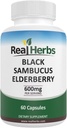 Real Herbs Elderberry Extract - προέρχεται από 325mg Elderberries Standardized to 5% Flavonoids with 275mg of Elderberry Fruit Extract 5 : 1 - Ενισχύει την Ανοσία - 60 κάψουλες χορτοφάγων