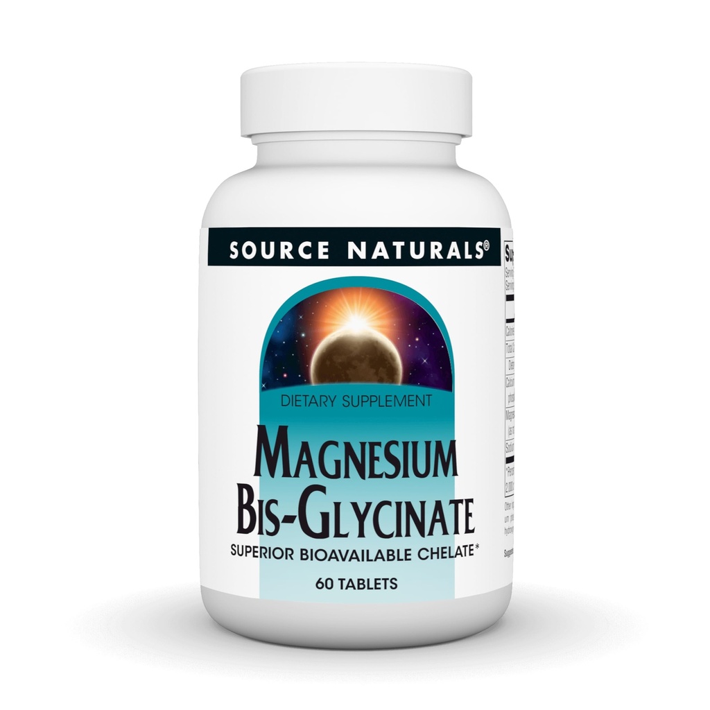 Source Naturals Μαγνήσιο Διγλυκινικό, Superior Bioδιαθέσιμο Χηλικό *, Χηλικό για Αυξημένη Απορρόφηση, 200 mg ανά Σερβίρισμα - 60 δισκία