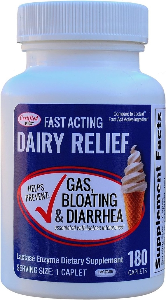 Γρήγορη δράση Lactase 180 Caplets Γενόσημο Lactase Fast Act 9000 FCC Units per Caplet
