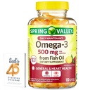 Spring Valley Omega-3 from Fish Oil 500 mg 120 Count, SoftGels, General & Heart Health Dietary Supplement Bundle with Luall's 45 Diabetes Decoded