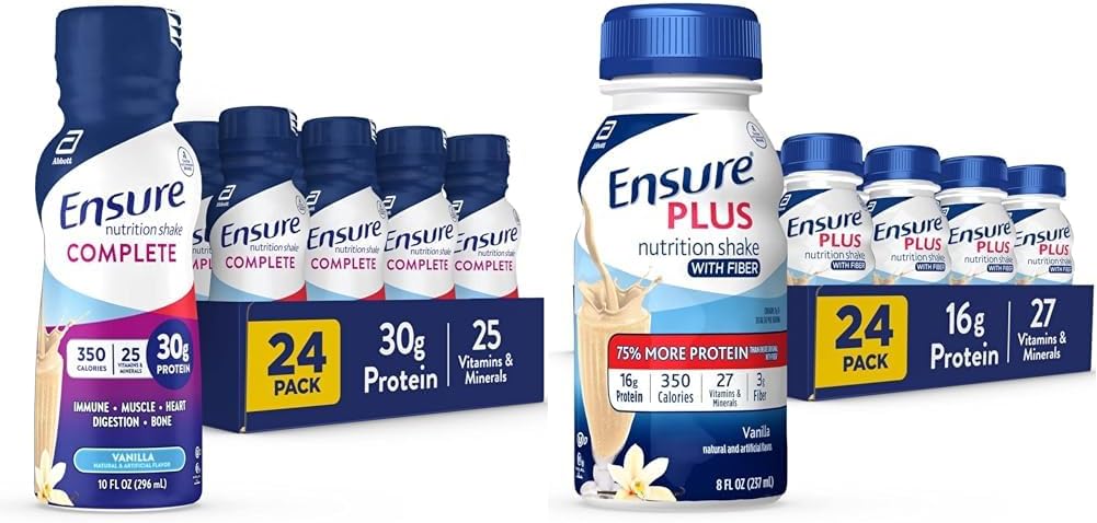 Ensure COMPLETE Nutrition Shake 30g of Protein Meal Replacement Shake with Nutrients for Immune Health & Ensure Plus Liquid Nutrition Shake with Fiber