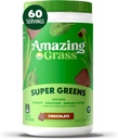 Amazing Grass Greens Superfood Powder: Greens Powder with Digestive Enzymes & Probiotics, Organic Spirulina, Chlorella, and Beet Root Powder, Chocolate, 60 Servies