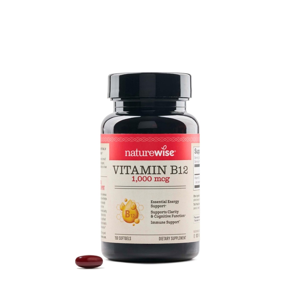 NatureWise Vitamin B12 1000 mcg - Συμπλήρωμα διατροφής για την υποστήριξη του μεταβολισμού της ενέργειας, της διανοητικής καθαρότητας, της υγείας του νευρικού συστήματος - Easy-to-Swallow, Soy & Gluten-free, Non-GMO - 150 Count[150-Day Supply]