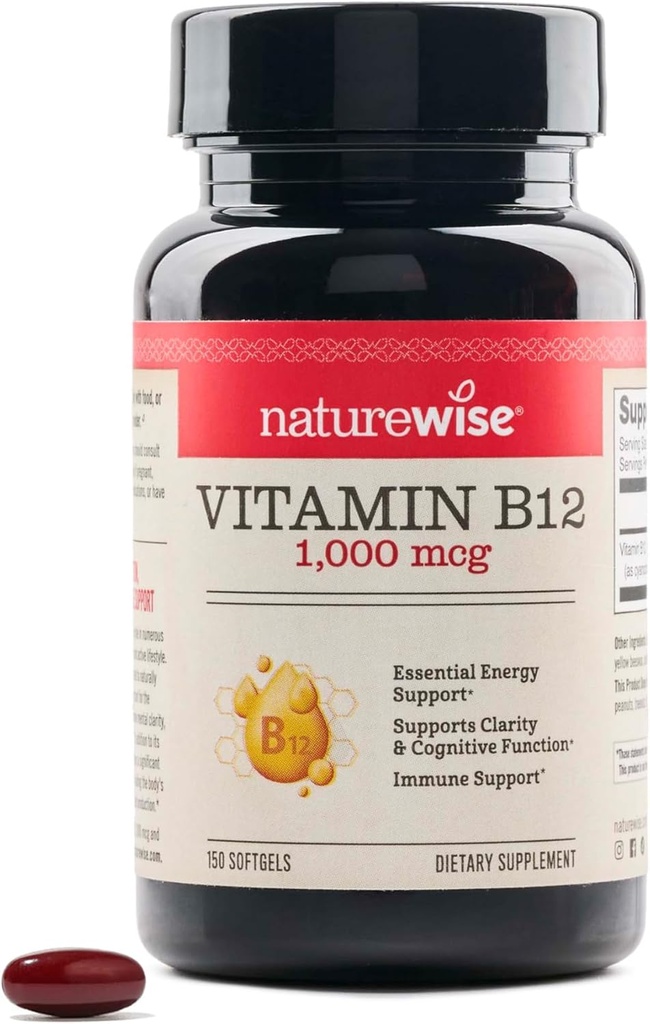 NatureWise Vitamin B12 1000 mcg - Συμπλήρωμα διατροφής για την υποστήριξη του μεταβολισμού της ενέργειας, της διανοητικής καθαρότητας, της υγείας του νευρικού συστήματος - Easy-to-Swallow, Soy & Gluten-free, Non-GMO - 150 Count[150-Day Supply]