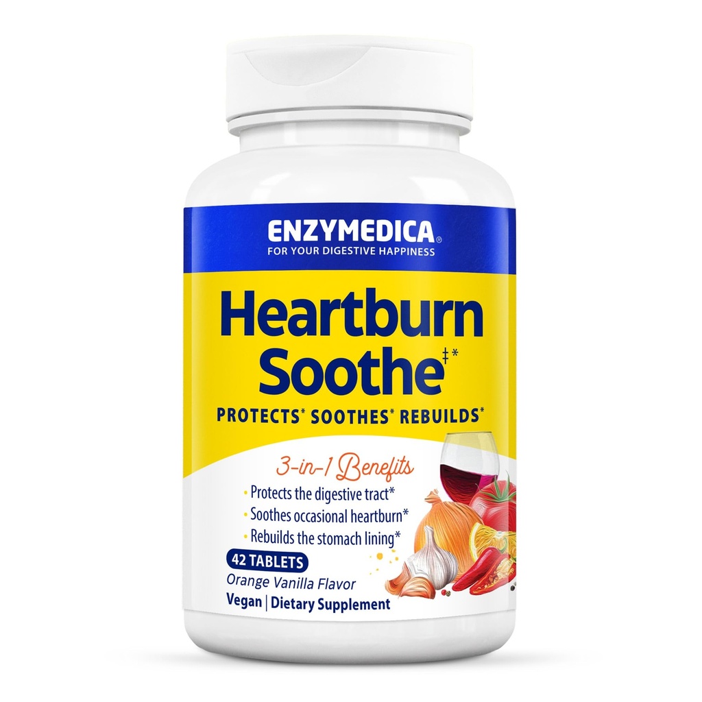 Enzymedica, Heartburn Soothe, Fast-Active Digestive Aid, Βανίλια Πορτοκάλι, 42 μάσημα (21 υπηρεσίες)