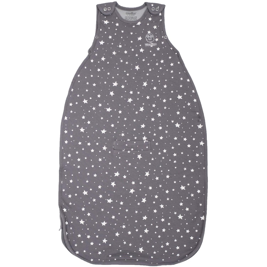 Woolino Merino Μαλλί και οργανικό βαμβάκι Ultimate Sleep Sack - 4 σεζόν - Two-Way Zipper ρυθμιζόμενη τσάντα ύπνου - Universal Sleep Sack για το μωρό (2-24 μήνες) - Star Gray