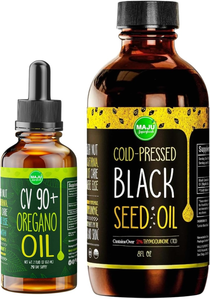 Maju Superfoods Oregano and Black Seed Oil Bundle