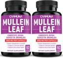 (2 συσκευασίες) Mullein Leaf Κάψουλες 6850mg - Mullein Leaf, Cordyceps, Reishi - 4 μήνες προσφοράς