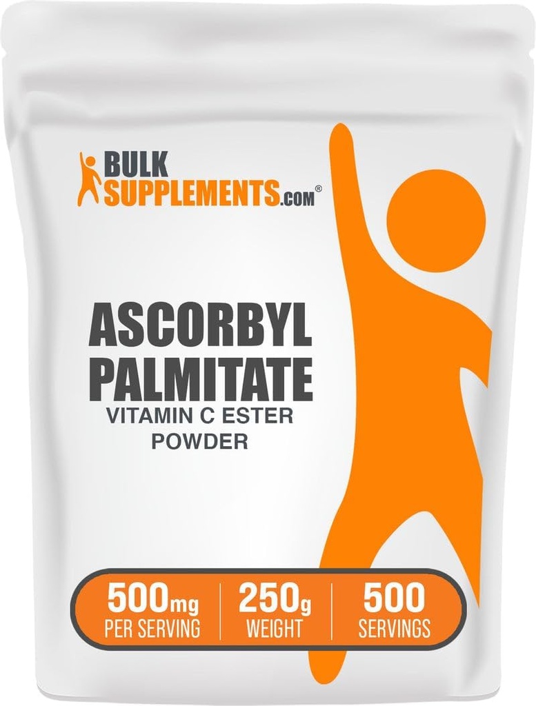BulkSupplements.com Ascorbyl Palmitate Powder - Βιταμίνη C Ester, συμπλήρωμα βιταμίνης C - Χωρίς γλουτένη, 500mg ανά σερβιρίσματος, 250g (8,8 oz) (πακέτο του 1)