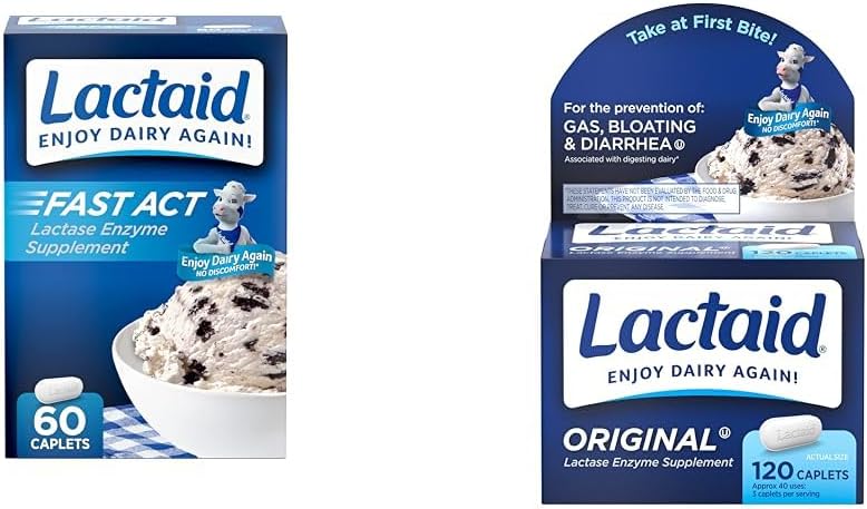 Lactaid Fast Act 60-Pack Αρχική δύναμη 120-Count In ανοχής λακτόζης με 9000 μονάδες Lactase FCC