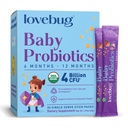LOVEBUG Probiotics για μωρά - Βιολογικά Προβιοτικά Μωρού 6-12 Μήνες για βρεφική Ανοσολογική Υποστήριξη, Αέριο, Κολική, Διάρροια & Βρεφική Δυσκοιλιότητα Ανακούφιση Ζάχαρη-ελεύθερο, Άγευστη Σκόνη, 30 Πακέτο
