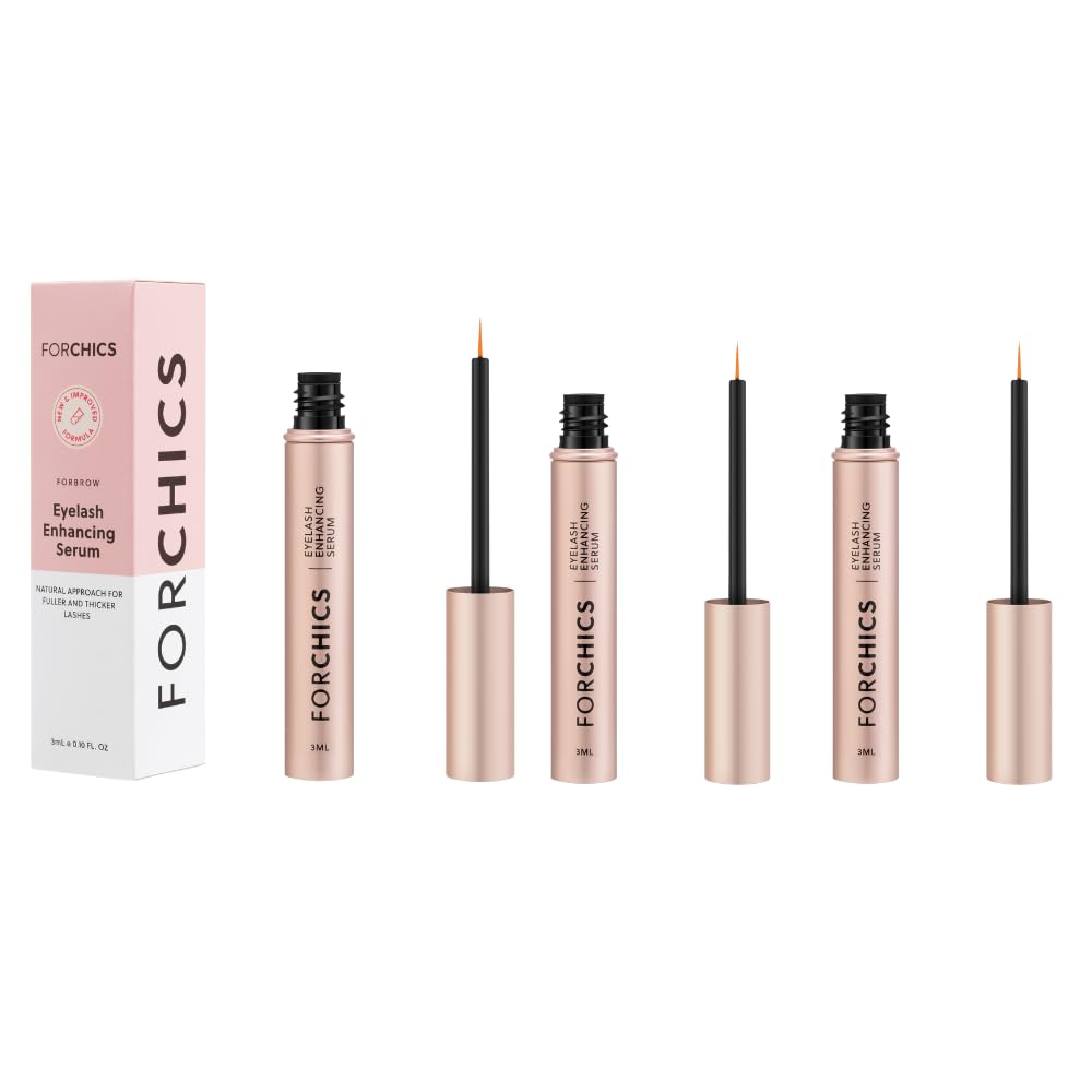 ForLash by ForChics: 3 Pack Ultimate Hormone- Free Eyelash Growth Serum for Enhanced Fuller, Thicker, Longer Lashes - Αναπτυσσόμενη Booster, Organic Formula, Vegan & Cruelty-Free