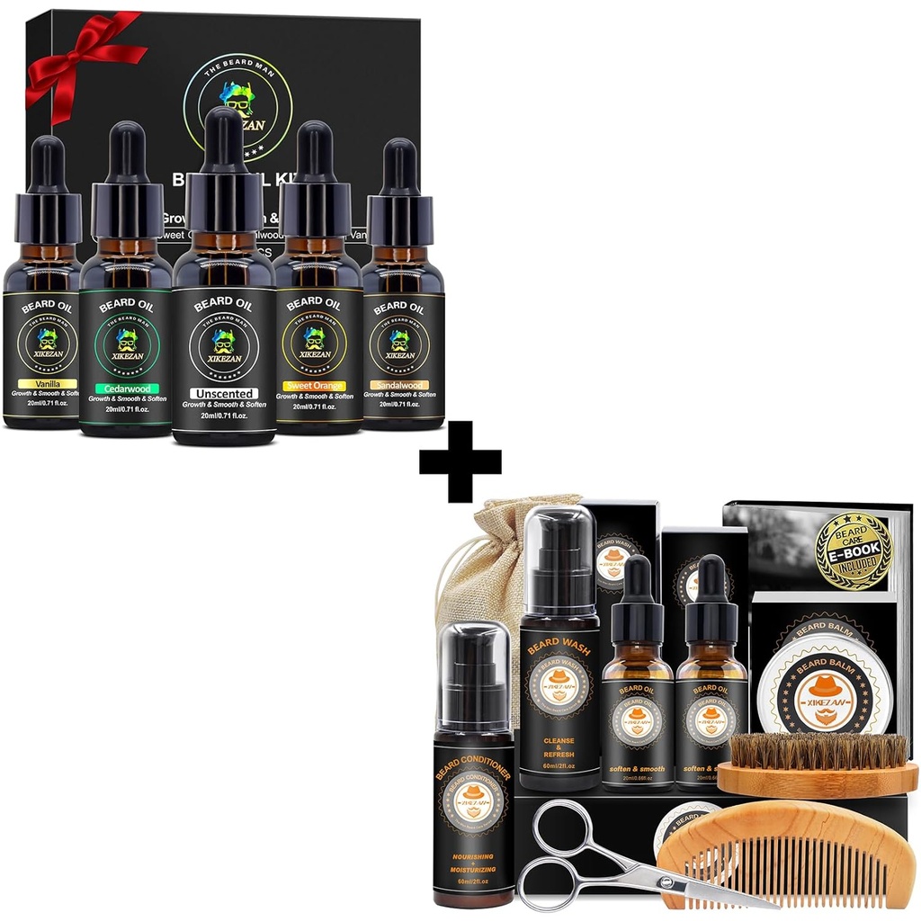 XIKEZAN Δώρα για τους άνδρες w/Beard Kit και 5 Scented Beard Oil