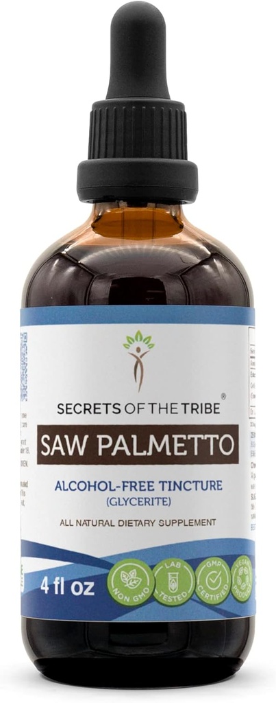 Saw Palmetto Βάμμα υγρό εκχύλισμα χωρίς αλκοόλη, Saw Palmetto (Serenoa Repens) αποξηραμένο μούρο (4 FL OZ)