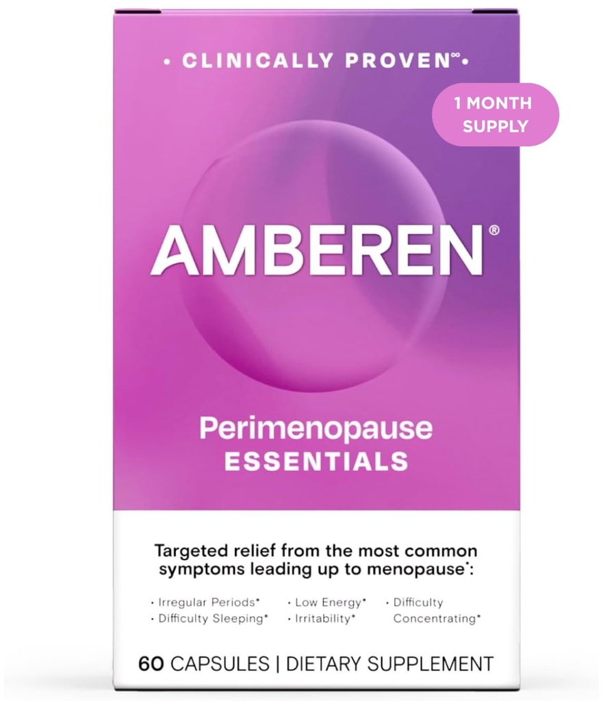 Amberen Περιεμμηνόπαυση, Peri-Menopause Multi-Symptom Relief, Βιταμίνη Β, Βιταμίνη Ε & Αντιοξειδωτικά συμπλήρωμα, Κλινικά Εμφανίζονται για να βοηθήσουν στην υποστήριξη ισορροπία ορμονών, καυτές αναλαμπές & νυχτερινές εφίδρωση, 60 Count