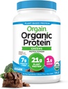 Orgain Organic Vegan Protein Powder + Greens, Creamy Chocolate Fudge - 21g Πρωτεΐνη με βάση το φυτό, Χωρίς γλουτένη, Γαλακτοκομικά & Λακτόζη, Χωρίς σόγια, Χωρίς ζάχαρη, Σιδήρου & Πρεβιοτικών για την υγεία των ούλων - 1.94lb