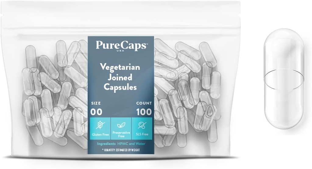 PureCaps USA - Κενά χορτοφαγικά και Vegan χάπια μεγέθους 00