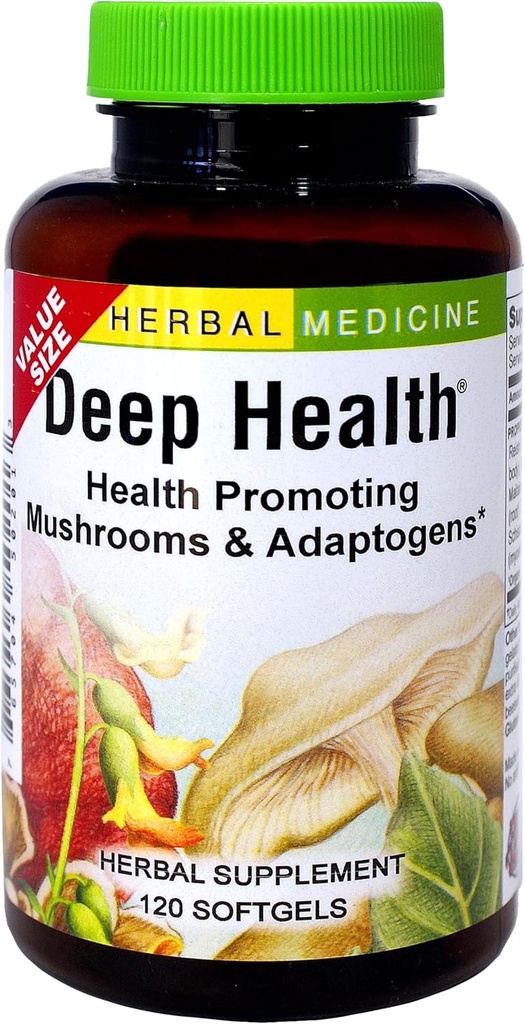Herbs Etc. Deep Health - Daily Use Adaptogen Supplement - Aids Immune Health & Energy - with Reishi Mushroom - 120 Softgels (120 Servings)