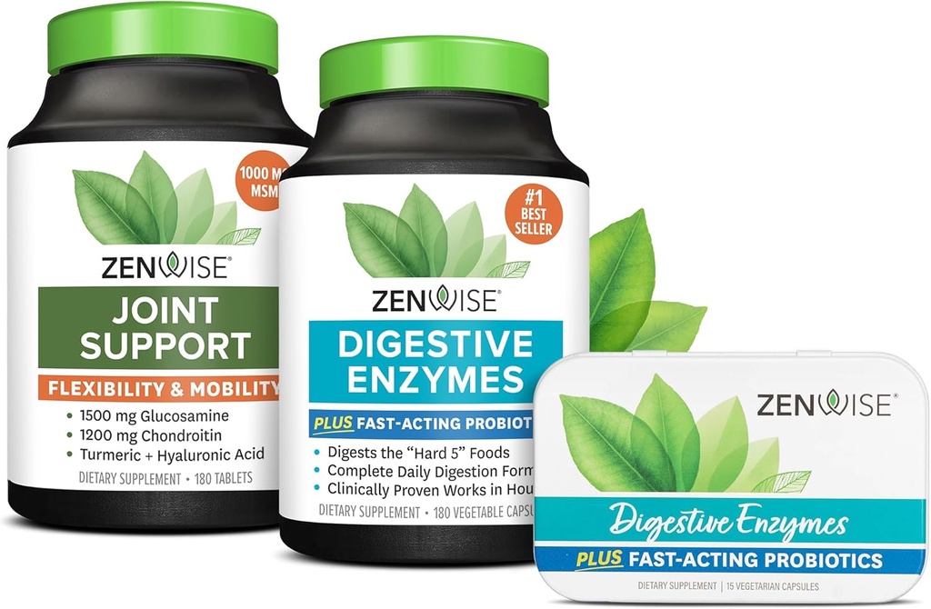 Zenwise Υγεία Digestive Ένζυμα, Κοινή Υποστήριξη, και μέγεθος Ταξιδιών Tin