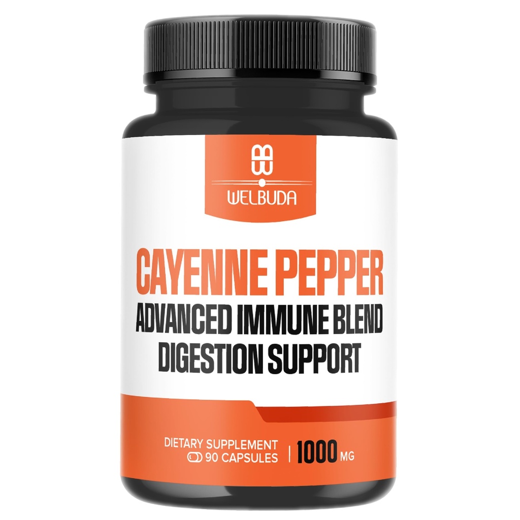 1000mg κάψουλες πιπεριού Cayenne με Elderberry, Echinacea, Berberine HCI & More - Υποστηρίξτε την υγεία, την υγιή καρδιά και το ανοσοποιητικό σύστημα - 90 κάψουλες λαχανικών