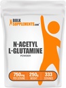 BulkSupplements.com N-Acetyl L-Glutamine Powder - Συμπλήρωμα γλουταμίνης, L Glutamine Powder, Gut Health & Recovery - Χωρίς γλουτένη, 750mg ανά Σερβίρισμα, 250g (8,8 oz) (Pack of 1)
