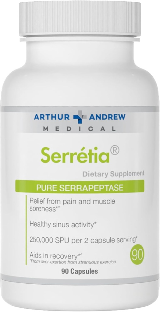 Arthur Andrew Medical, Serretia, Serrapeptase Formula for Muscle and Sinus Support, 90 Κάψουλες