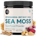 Atlantic Naturals Sea Moss Superfood Powder με Ashwagandha, Beet Root, και Maca Root - Sea Moss Powder Υποστηρίζει το υγιές δέρμα, την αθλητική απόδοση και την θετική διάθεση - Vanilla Flavor (150g)