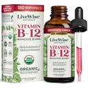 LiveWise Naturals B12 Σταγόνες βιταμίνης Μη-ΓΤΟ, Βιολογική Βιοενεργό μείγμα για την ενέργεια, την καθαρότητα, την εστίαση και την εύκολη απορρόφηση, Adenosylcobalamin & Methylcobalamin συμπλήρωμα, Vegan, χωρίς γλουτένη, χωρίς γαλακτοκομικά-ελεύθερο
