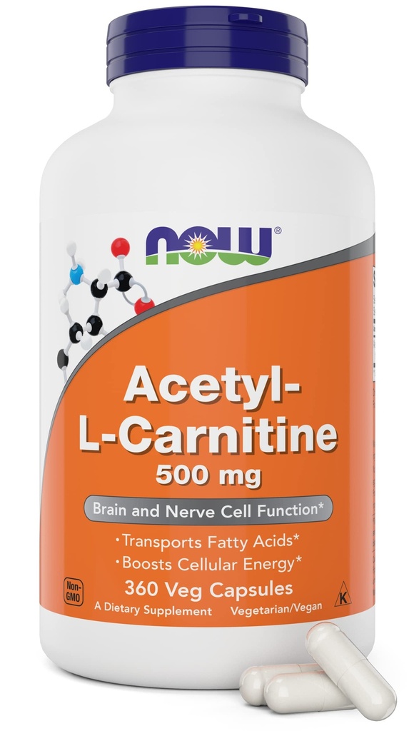 NOW Foods Now Acetyl L Carnitine 500mg, 360 Veg Capses - Μη ΓΤΟ ACL 500 mg Caps