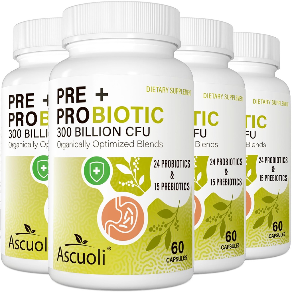 Probiotics for Women & Men - 300 δισεκατομμύρια CFU, 24 στεφάνες + 15 βιολογικά βότανα Prebiotics Blend, Καθημερινή προβιοτικό για Digestive Υγεία, ανοσοποιητικό, έντερο, Bloating - 240 χορτοφαγική κάψουλα (240-Ημέρες προσφοράς)