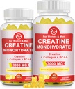 Creatine Gummy, 3g Creatine Monohydrate per Serving, Sugar Free Creatine Monohydrate Gummy for Muscle Growth and Strength with 0.5g Collagen, 0.2g BCAA, 60 Servings, Ανανάς Γεύση, 2 Pack