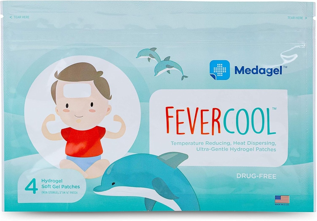 FeverCool Patches - Ψύξη Patches για τον πυρετό, τη ημικρανία και τον πονοκέφαλο ανακούφιση 