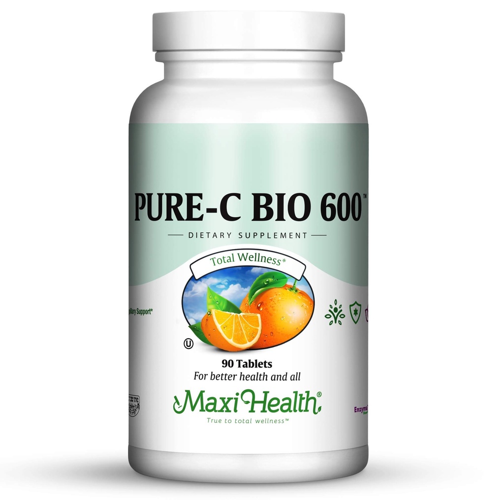 Βιταμίνη C Complex 600 mg συμπλήρωμα – συνιστώμενη ημερήσια δόση δισκία βιταμίνης C με Λεμόνια Bioflavonoids, Ασβέστιο & Φώσφορο – Ανοσοποιητική Υποστήριξη Υγείας – Pure- C Bio 600 - Μη- ΓΤΟ, Vit C Vegan 90 δισκία