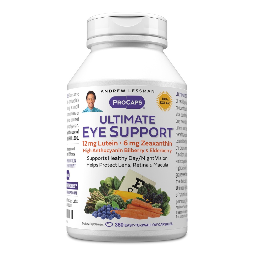 ANDREW LESSMAN Ultimate Eye Support 360 Softgels - 12mg Lutein, 6mg Zeaxanthin, Bilberry, Βασικά θρεπτικά συστατικά για την υποστήριξη της υγείας των ματιών και την προώθηση της υγιούς όρασης. Χωρίς Πρόσθετα. Εύκολο να καταπιείτε Softgels