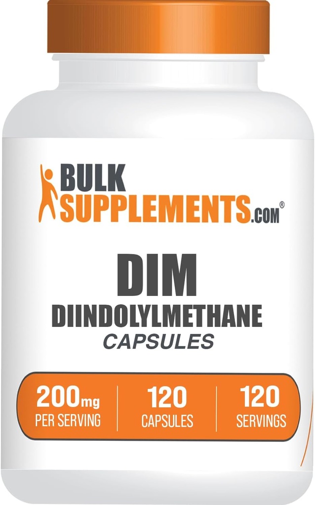 BulkSupplements.com Κάψουλες DIM - Κάψουλες Diindolylmethane για άνδρες & γυναίκες, DIM 200mg, Χωρίς γλουτένη, 1 Κάψουλα ανά υπηρεσία, 120 Count (πακέτο του 1)